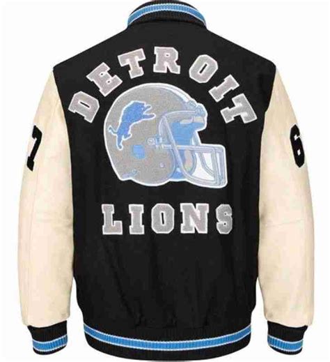 detroit lions varsity jacket leather